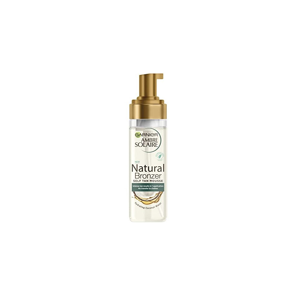 Garnier Ambre Solaire Natural Bronzer Self Tan Mousse 200 ml, Streak Free & Intense Fake Tan In 1 Application, Hydrating Mousse With Coconut Water,