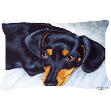 Carolines Treasures Black & Tan Doxie Dachshund Fabric Decorative Pillow