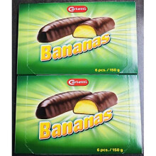 Carletti Chocolate Covered Foam Marshmallow Bananas - 2 x 6 Piece Gift Pack - 12 Bananas in Total