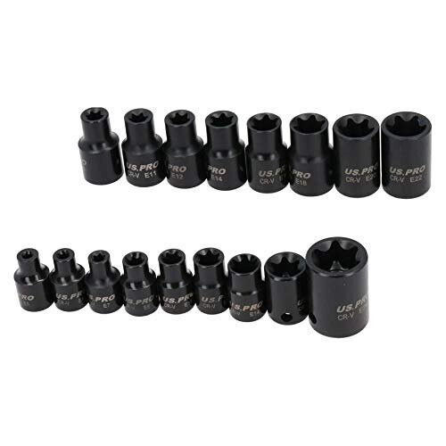 Female Impacted E Torx Star Sockets E5 – E24 3/8” and 1/2" Drive 17pc Set 2