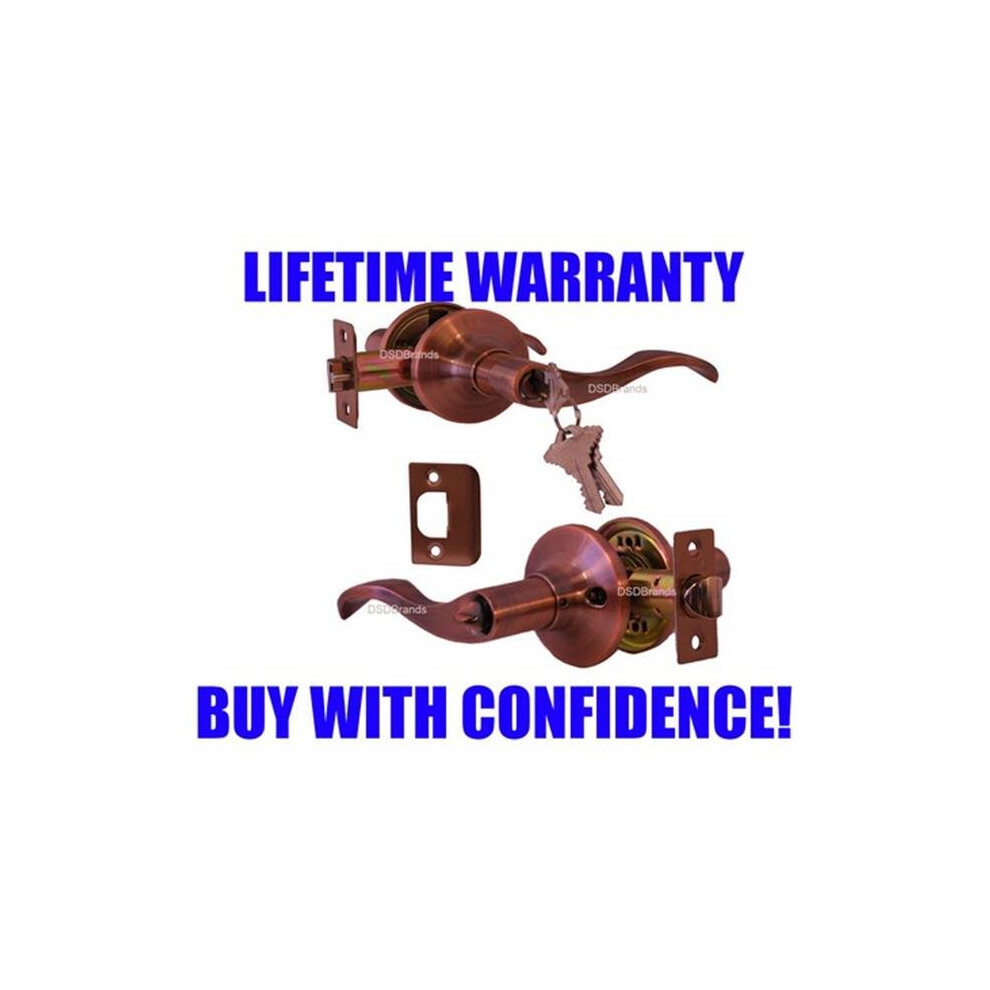 Constructor Prelude Entry Lever Door Lock With Knob Handle Lockset, Antique Copper 758218855935