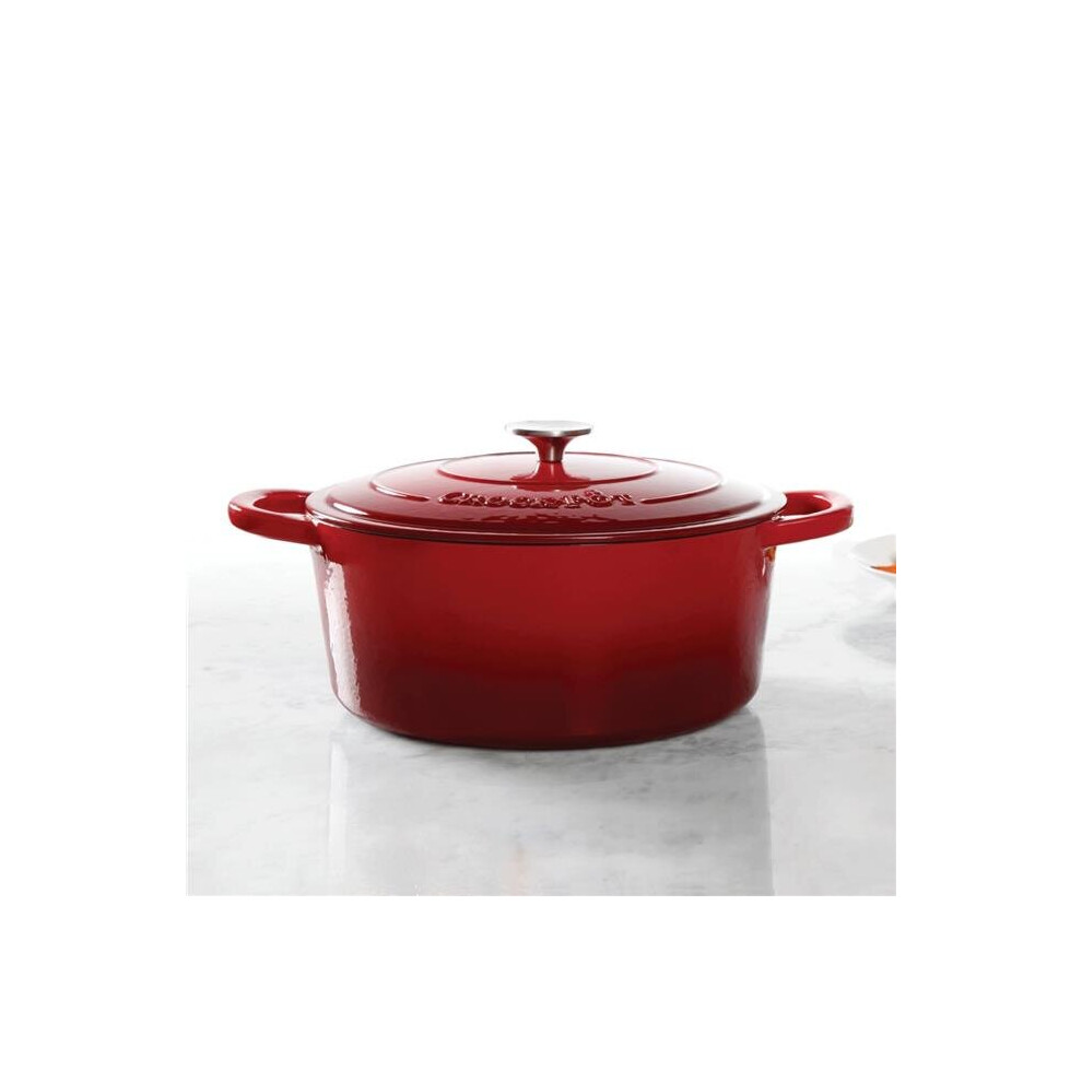 Gibson  7 qt Oval Dutch Oven Crock Pot, Red