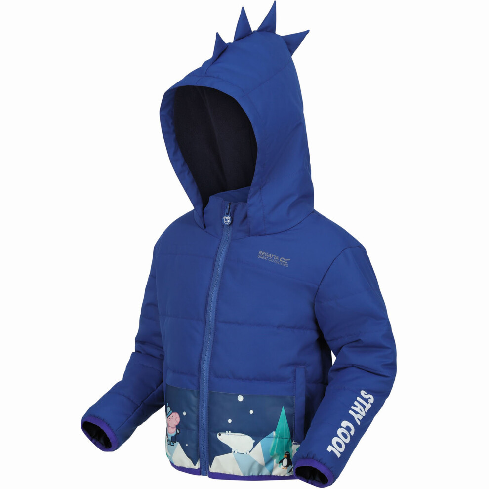(2-3 Yrs, Space Blue) Regatta Kids Peppa Pig Padded Hooded Warm Winter Jacket Coat - Space Blue