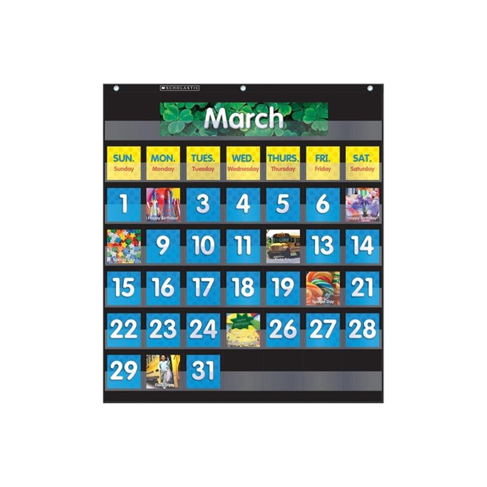 Scholastic Teaching Resources  Pocket Chart Monthly Calendar, Black-image-OPC-PB69ZF6-NEW