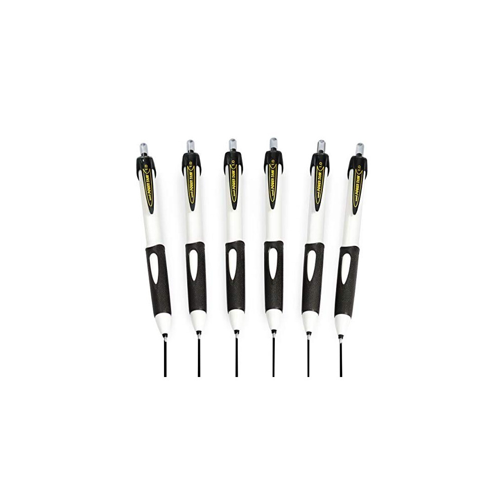 Uni-Ball SN-220 Power Tank Retractable Ballpoint Pen - 1.0mm - White Barrel - Black Ink - Pack of 6