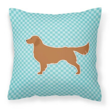 Golden Retriever Checkerboard Blue Fabric Decorative Pillow