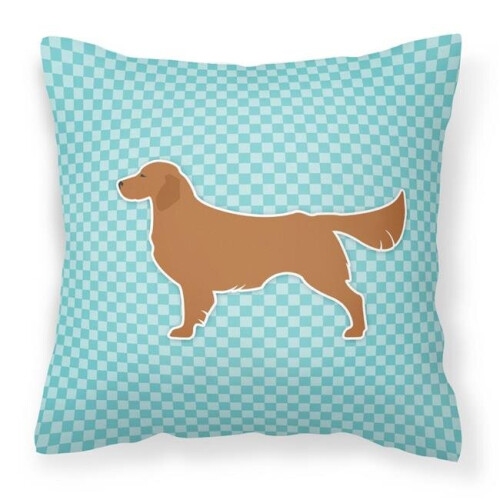 Golden Retriever Checkerboard Blue Fabric Decorative Pillow