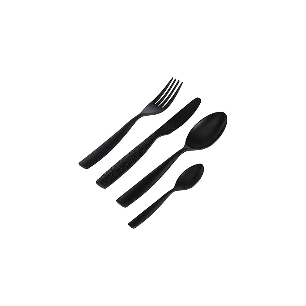 Alessi Dressed en Plein Air MW74S16 B - 16 Piece Design Cutlery Set with Decorations, Melamine, Black