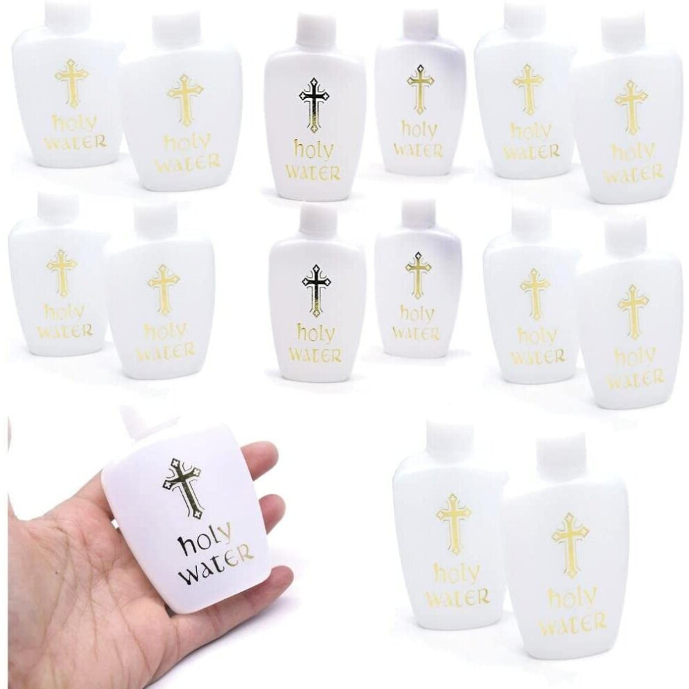 (15PCS) Holy Water Bottles Plastic Container Empty Containers with Gold Cross