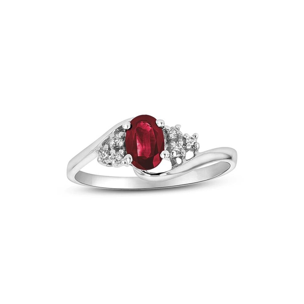 Photos - Ring 0.46 CTTW Natural Heated Ruby & Diamond Fashion  Set, 14K Gold - Size 5