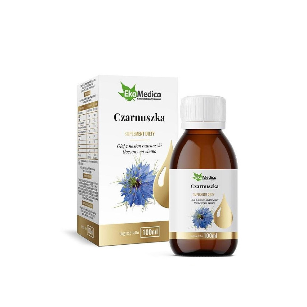 Ekamedica Black Olej Z Czarnuszki 100 Ml Â TåOczony Na Zimno, Åºrã³DåO Kwasã³W Omega-9 I Omega-6, Witamina E, Wspiera PrawidåOwy Poziom Cholesterolu