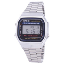 Casio A168WA-1WDF Digital Alarm Chrono Stainless Steel Unisex Watch for Adult - White