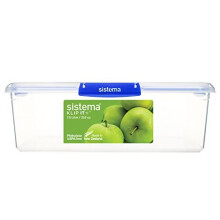 Sistema KLIP IT PLUS Food Storage Containers | 7.5 L Rectangle | Stackable & Airtight Fridge/Freezer Food Box with Lid | BPA-Free Plastic | Blue Clips