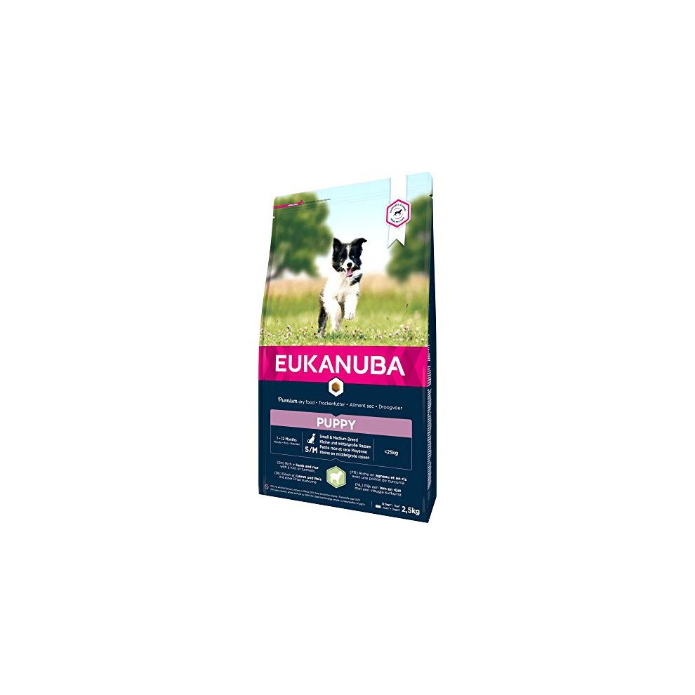 Eukanuba Complete Puppy Dry Dog Food For Small And Medium Breeds Rich In Lamb And Rice With Turmeric 2.5Kg