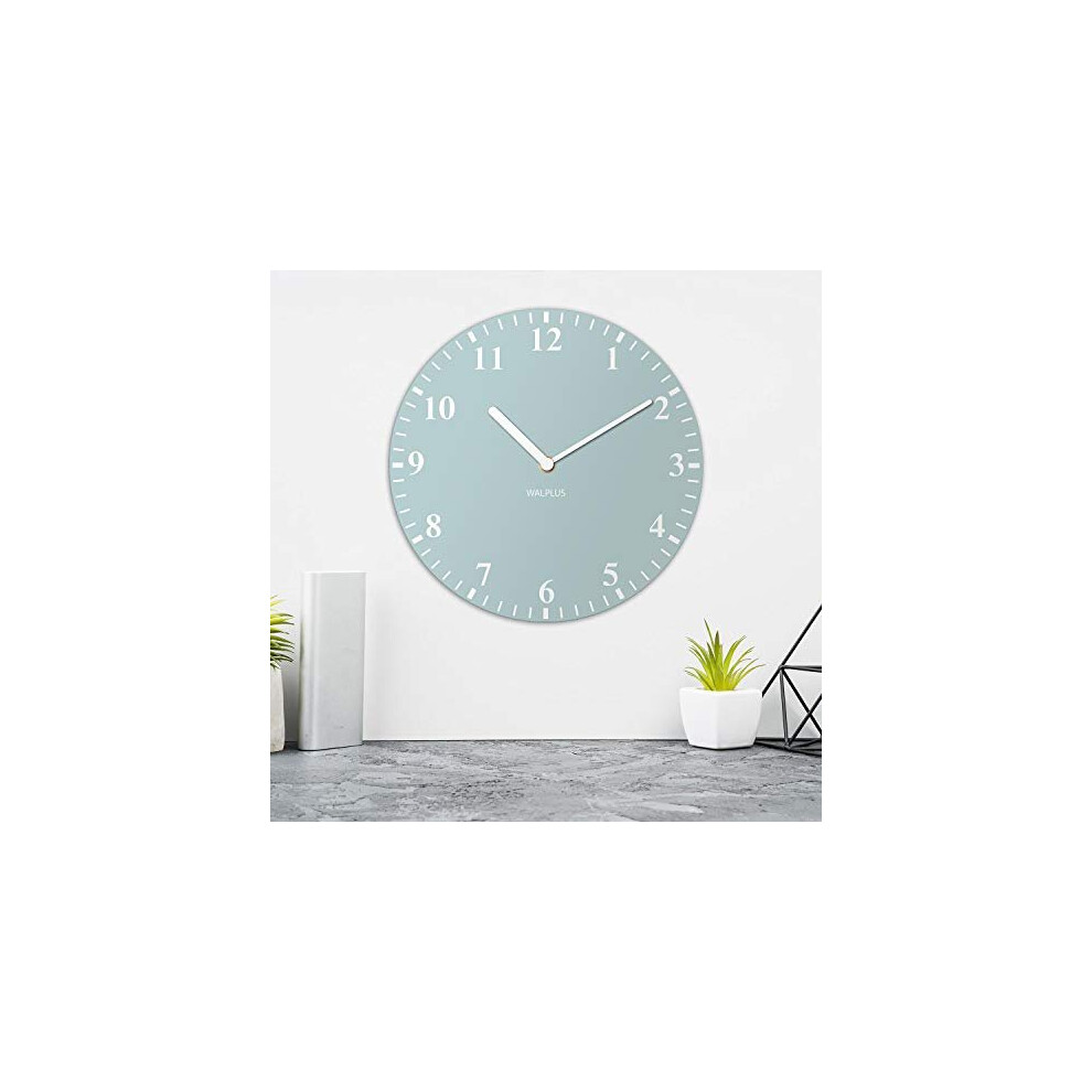 Duck Egg Blue MDF Wall Clock 30cm Analog Face Lightweight Decoration Classic Accents Pastel Colours Modern Home Minimalist Design Bedroom Decor