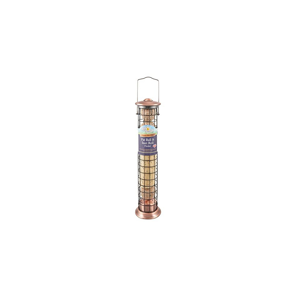 Walter Harrisons Walter Harrison's Copper Plated Die Cast Wild Bird Suet Roll And Fat Ball Hard-Wearing Hanging Feeder - 40 Cm