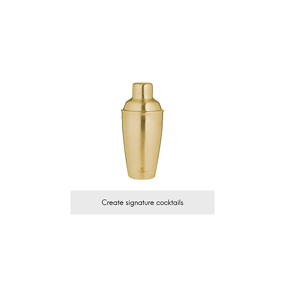 Viners Barware Cocktail Shaker | Professional Bartender Drink Mixer With Gift Box | Brushed Stainless Steel, 500 Ml, 200 Gold