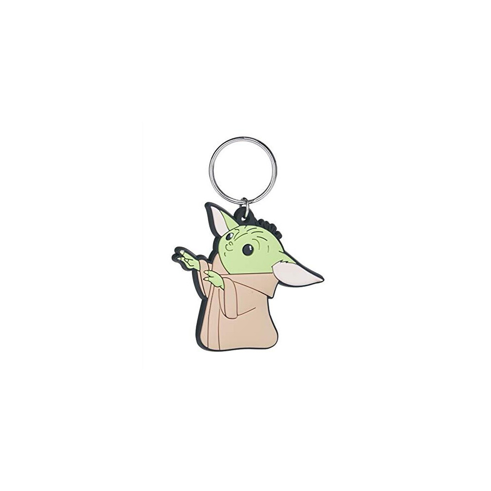 Star Wars: The Mandalorian RK39094C, Baby Yoda Rubber Keyring, Unisex, Multicoloured, 4.5 x 6 cm