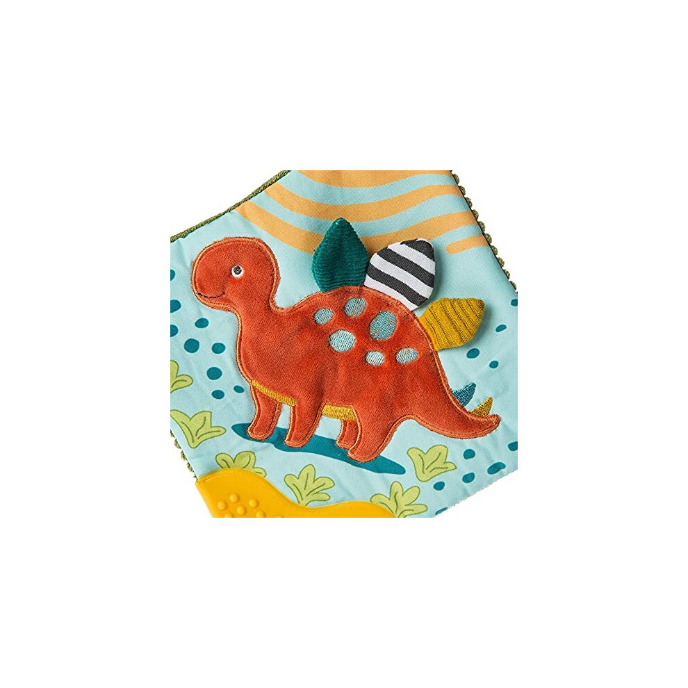 Pebblesaurus Crinkle Teether Toy With Baby Paper And Squeaker, 15.4 X 15.4-Centimetres, Dinosaur Coral Mary Meyer