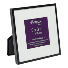 Hampton Frames MADRID Narrow Profile Photo Frame with Bevel Mount Matt Black Square 3x3 (8x8cm) M138B33
