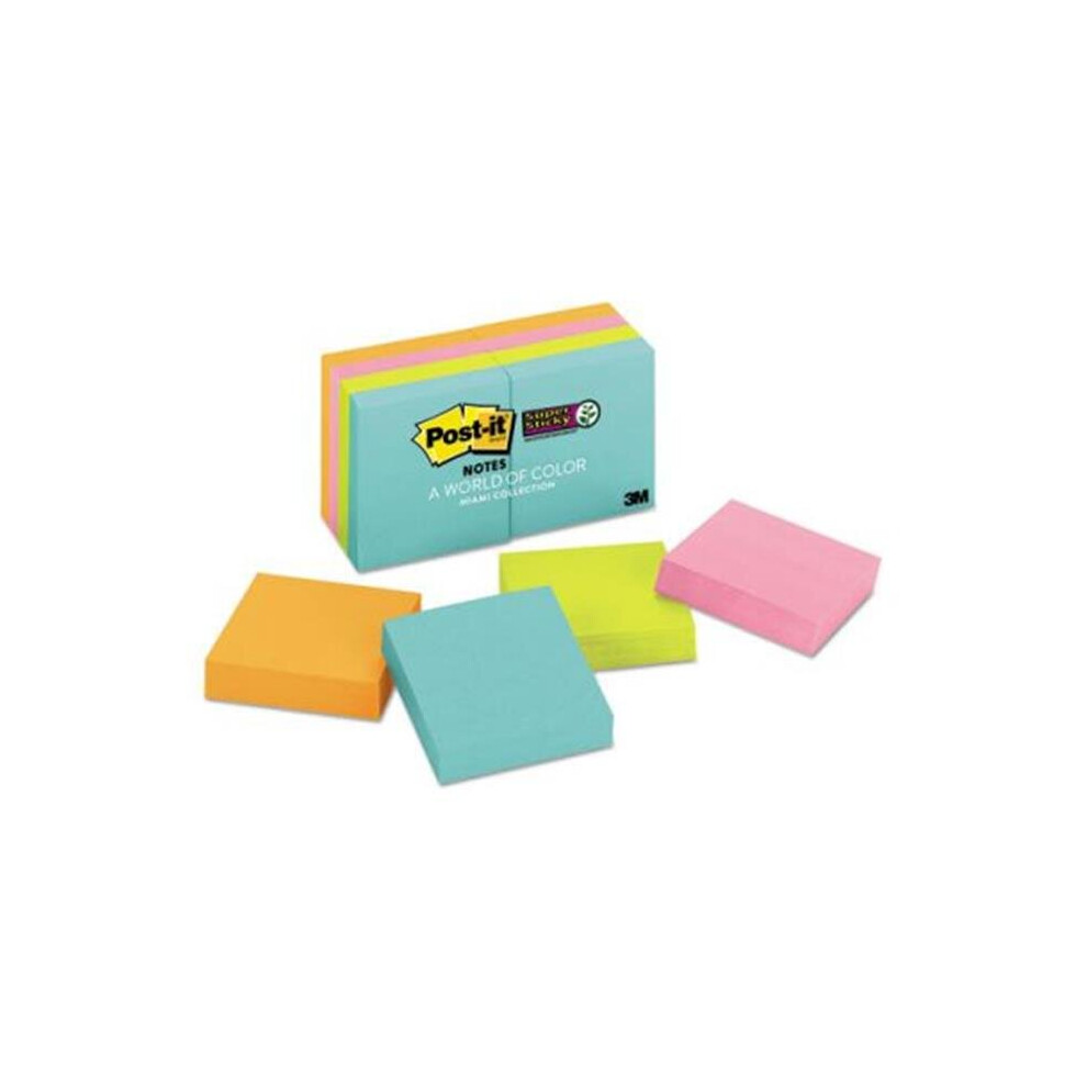 3M Mmm6228ssmia 2 X 2 In. Sticky Note Notes Super Sticky Adhesive Notes Pad, Miami