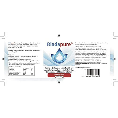 Bladapure D Mannose High Strength 120 Capsules Value Pack 1