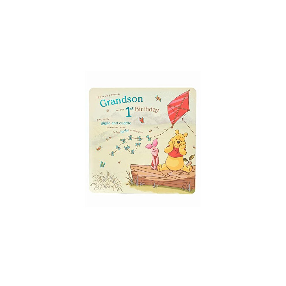 UK Greetings Disney Winnie The Pooh Grandson 1st Birthday Card - Grandson Birthday Card - 1st Birthday Boy Card