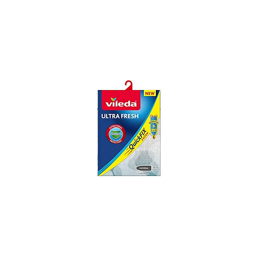 Vileda Ultra Fresh Board, Antibacterial Ironing Cover to Prevent Bacterial Growth, 110-130 cm x 30-45 cm, Grey/Blue