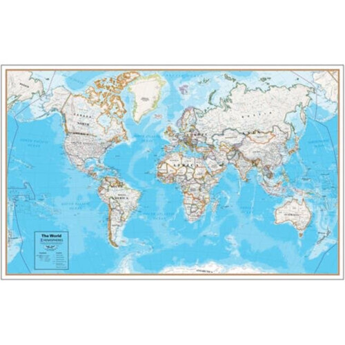 Round World Products  Contemp Laminated Wall Map World
