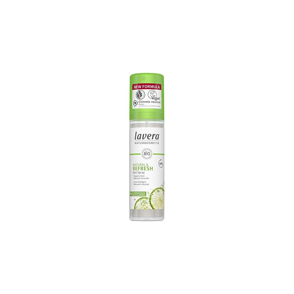 Lavera Deo Spray Natural & Refresh 48 H - Vegan - Natural Cosmetics - Organic Lime & Natural Minerals - Without Aluminum - Reliable Protection For A