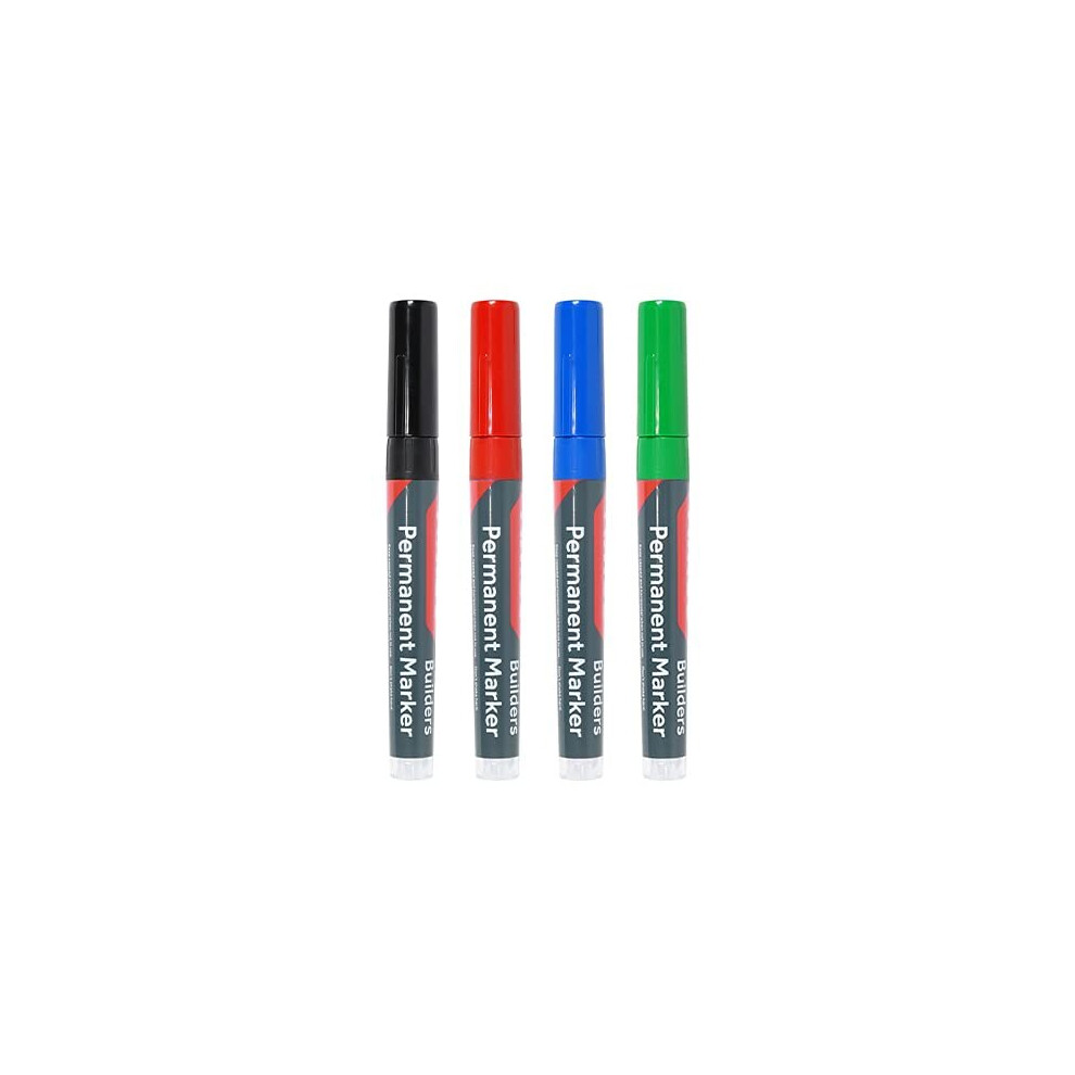 TIMCO Builders Permanent Markers - Fine Tip - Mixed Colours