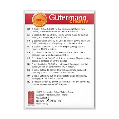 Gütermann Gütermann creativ Sewing Thread Set with 6 spools Cotton 30 300 m in Different Multicolour Colours 2