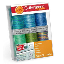 Gütermann creativ Sewing Thread Set with 6 spools Cotton 30 300 m in Different Multicolour Colours