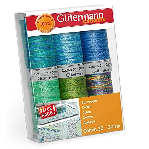 Gütermann Gütermann creativ Sewing Thread Set with 6 spools Cotton 30 300 m in Different Multicolour Colours