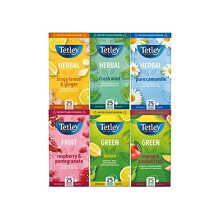 Tetley Mixed Variety Fruity String & Tag Envelopes 3x2x25s, Assorted, Pack of 6 x 25