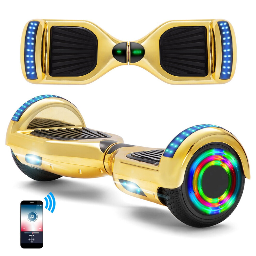 (Gold) Hoverboard 6.5'' Smart Self-Balancing Scooter with Bluetooth & LED Lights Best Gifts