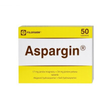 Aspargin 17 mg + 54 mg, 50 tablets magnesium + potassium