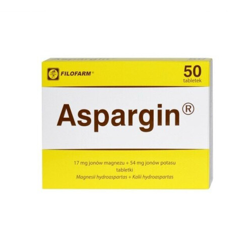Aspargin 17 mg + 54 mg, 50 tablets magnesium + potassium