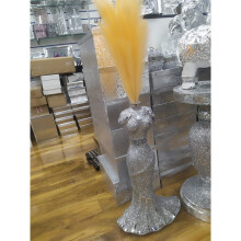 Style Floor 10 Large 40x60cm Crushed Diamond Crystal Silver Floor Vase
