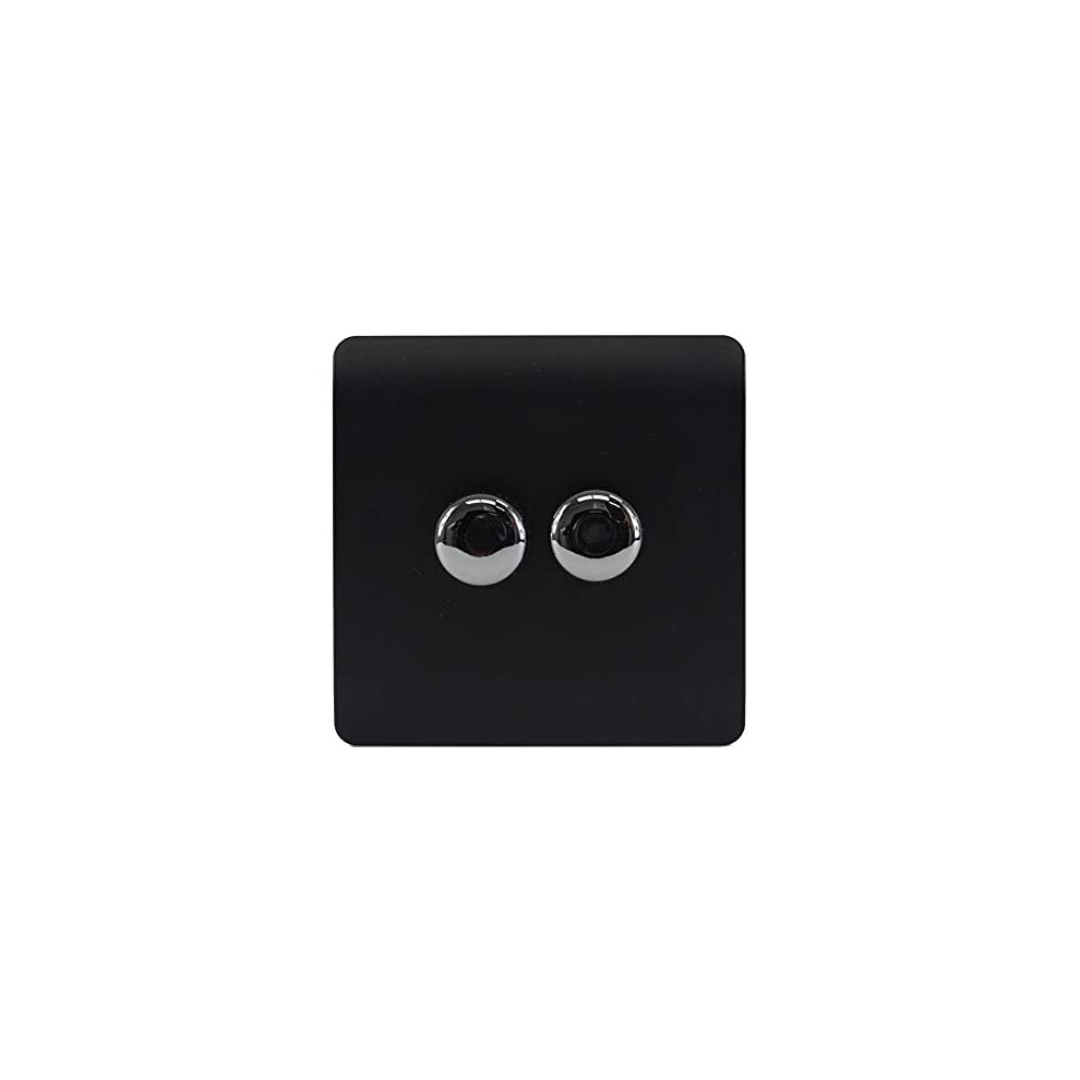 Trendi Matt Black Range of Switches & Sockets (2 Gang LED Dimmer)