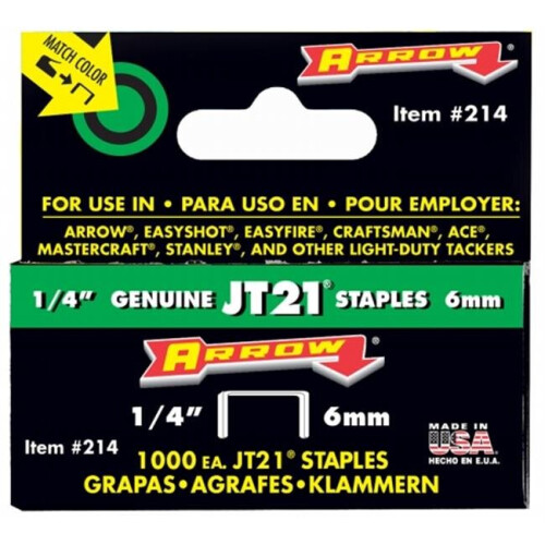 Arrow Arrow Fastener Co.  .25 in. JT21 Staples