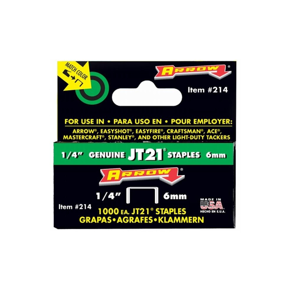 Arrow Fastener Co.  .25 in. JT21 Staples