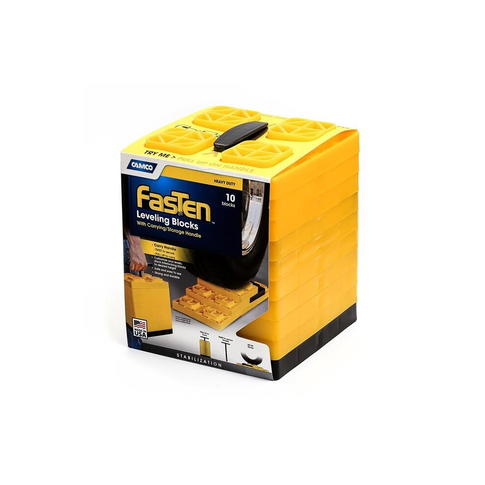 Camco 2 X 2 In. Fasten Leveling Block With T-Handle, - Pack Of 10 Yellow 758218342084