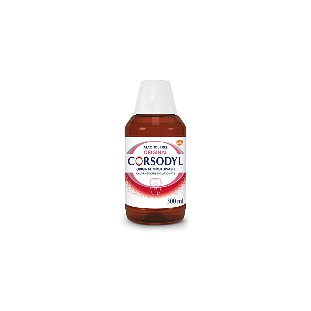 Corsodyl Gum Disease & Bleeding Gum Treatment Antibacterial Mouthwash, Alcohol Free, Original, 300 Ml