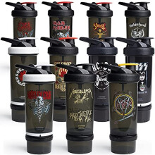 Smartshake Revive KISS Protein Shaker Bottle With Storage – 750ml Protein Shake Bottles KISS Merchandise Gift Shaker Cup, Guitar Gifts for Men, Rock
