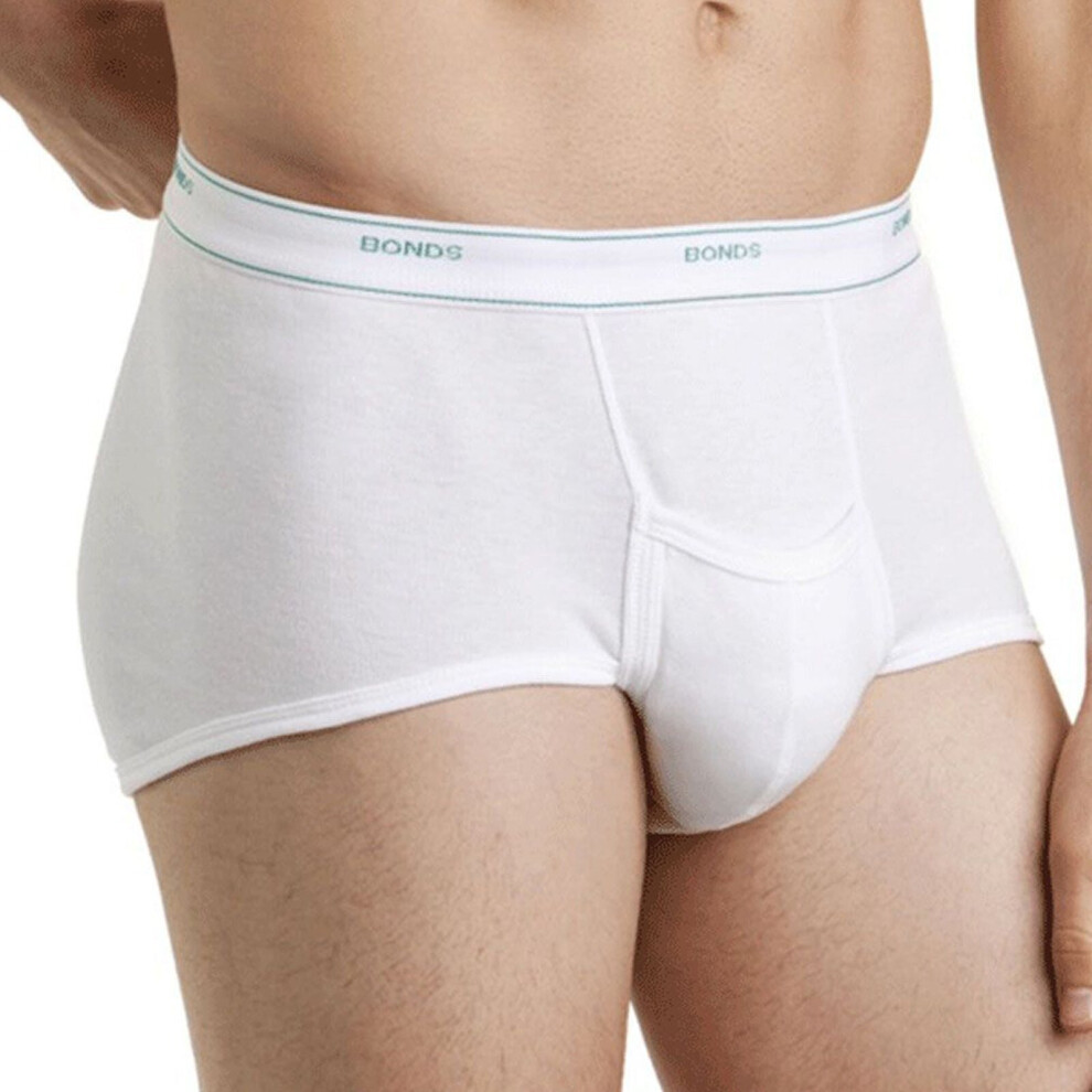 (L) Bonds Men Extra Support Brief Boxer Short Comfy Undies Underwear M810 White