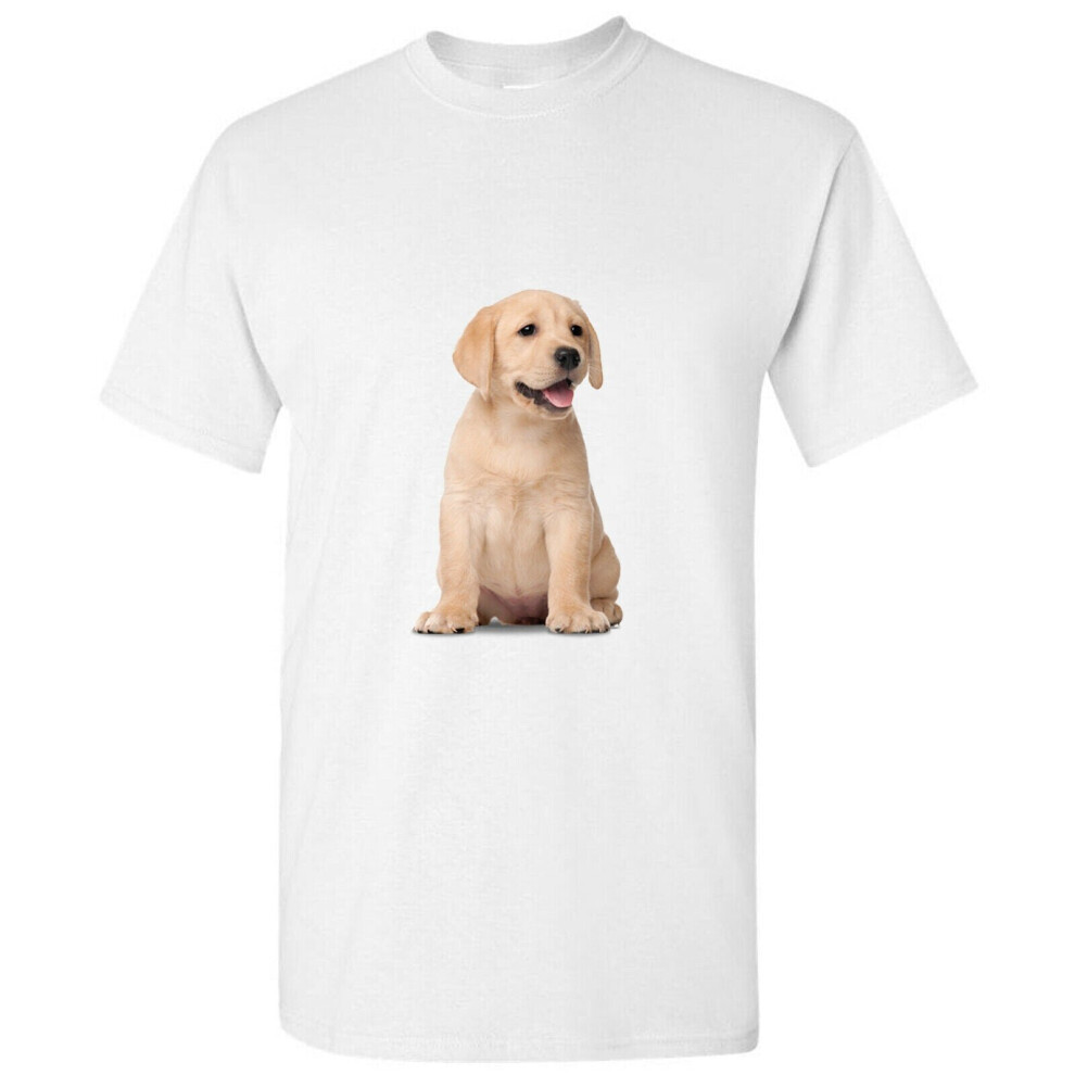 (2XL) Dog Gold Labrador Retriever Cute Baby Puppy Pet White Men T Shirt Tee Top