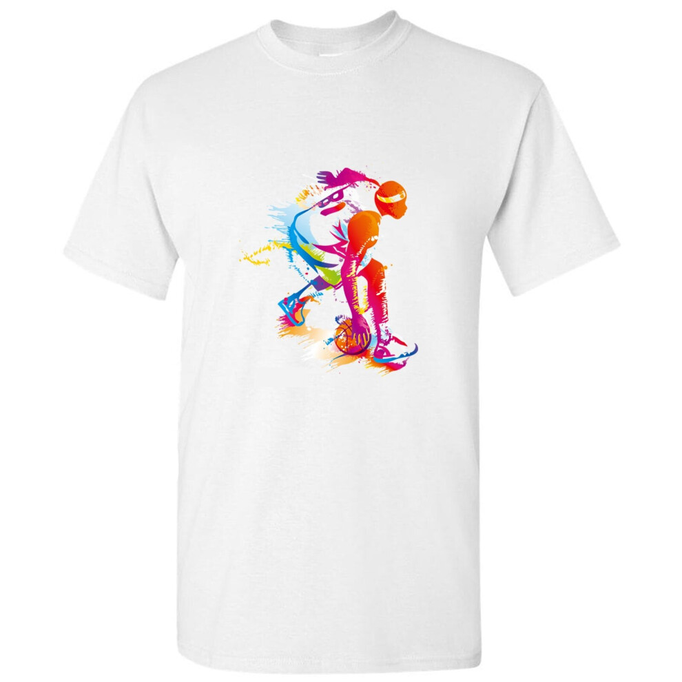 (S) Dribble Crossover Street Basketball White Men Basic T Shirt Tee Top