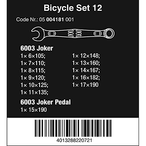 Wera Wera 05004181001 Bicycle Ring Spanner, 12-Piece Set 1