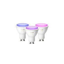 Philips Hue White & Colour Ambiance Smart Spotlight 3 Pack LED [GU10 Spotlight] - 350 Lumens (50W Equivalent). Works with Alexa, Google Assistant and